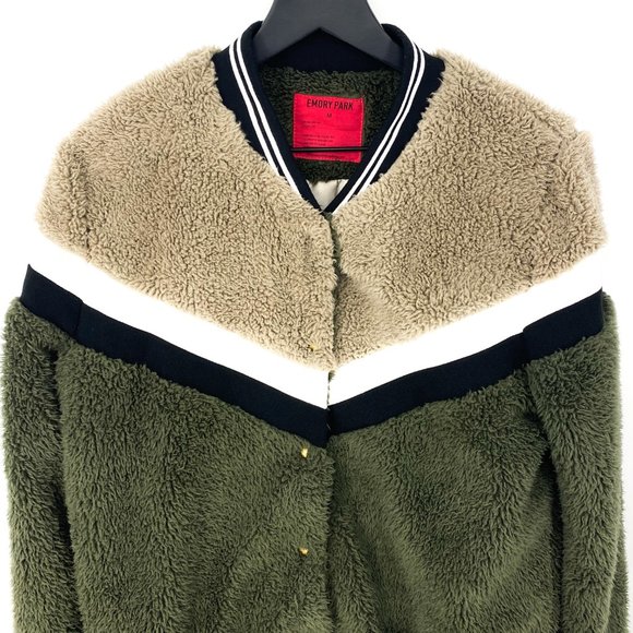 EMORY PARK Chevron ColorBlock Sherpa Bomber Jacket - Picture 6 of 16